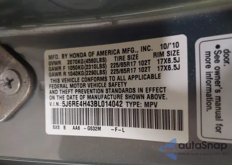 2011 Honda Cr-V Se z USA, uszkodzony, nr VIN 5J6RE4H43BL014042